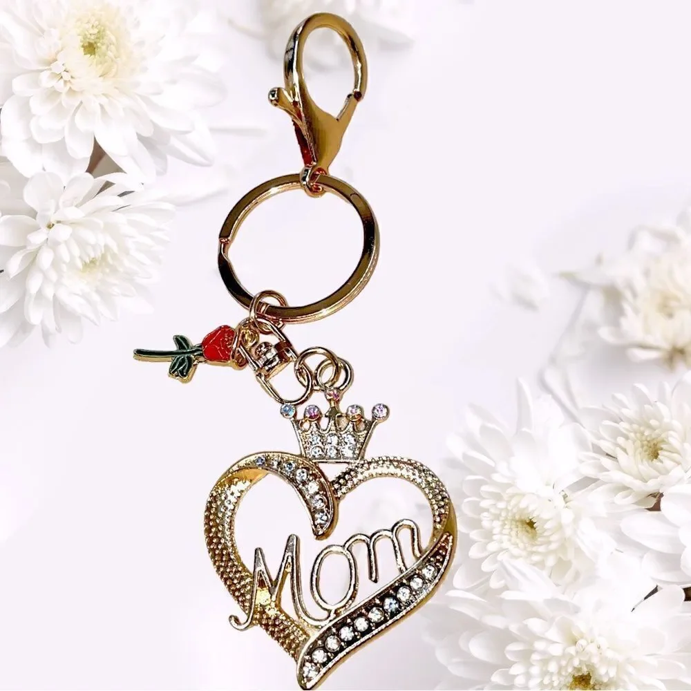 Deluxe Mom🌹Bag Charm/Key Ring l Gold hardware l New